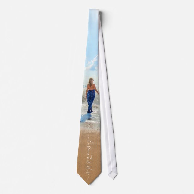 Custom Your Favourite Photo Neck Tie with Text (Front)