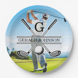 Custom Your Image Golf Monogram Design Paper Plate