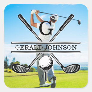 Custom Your Image Golf Monogram Design Square Sticker