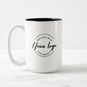 Custom Your Logo Here Black White QR CODE Two-Tone Coffee Mug