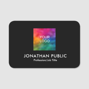 Custom Your Logo Here Modern Elegant Template Name Tag
