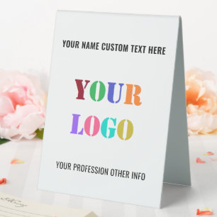 Custom Your Logo or Photo and Text Table Tent Sign