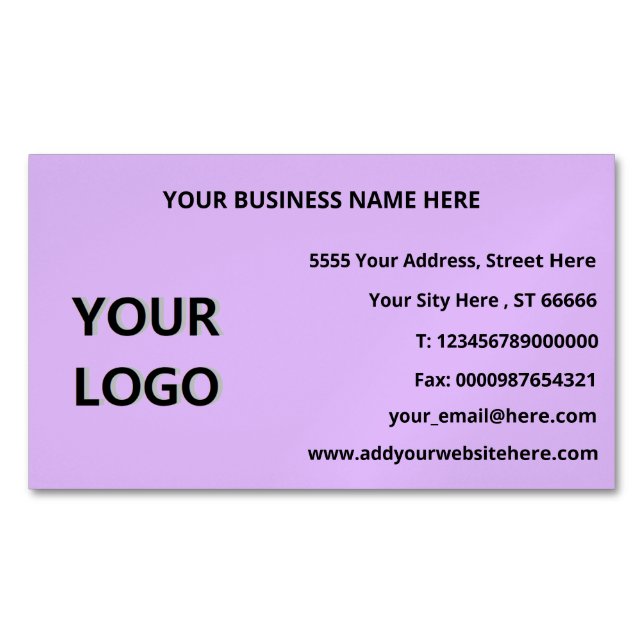 Custom Your Logo Text Info Magnetic Business Card (Front)