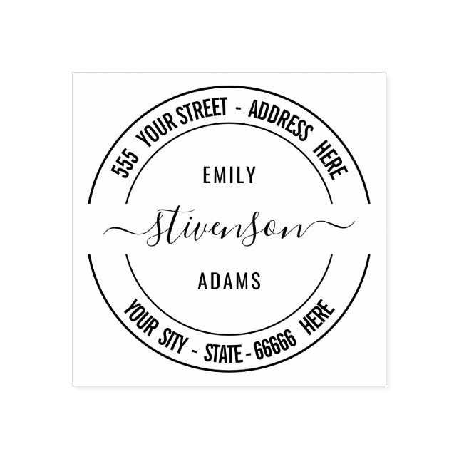 Custom Your Name Address Round Rubber Stamp (Imprint)