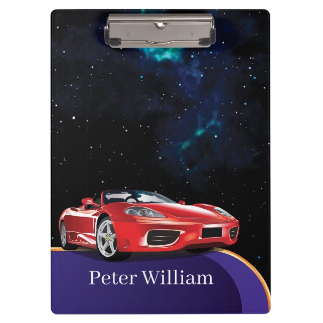 Custom Your Name Cars Elegant High School  Clipboard (Front)