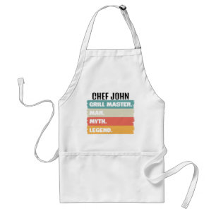 Custom Your Name Chef Grill Master Man Myth Legend Standard Apron
