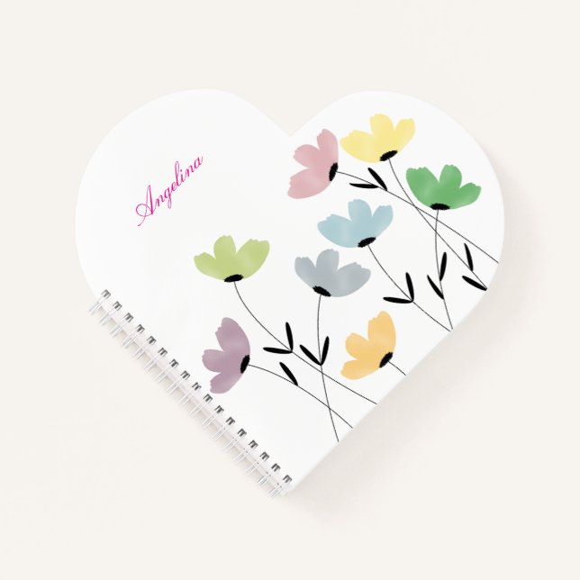 custom your name & initial with wildflowers notebook (Front)