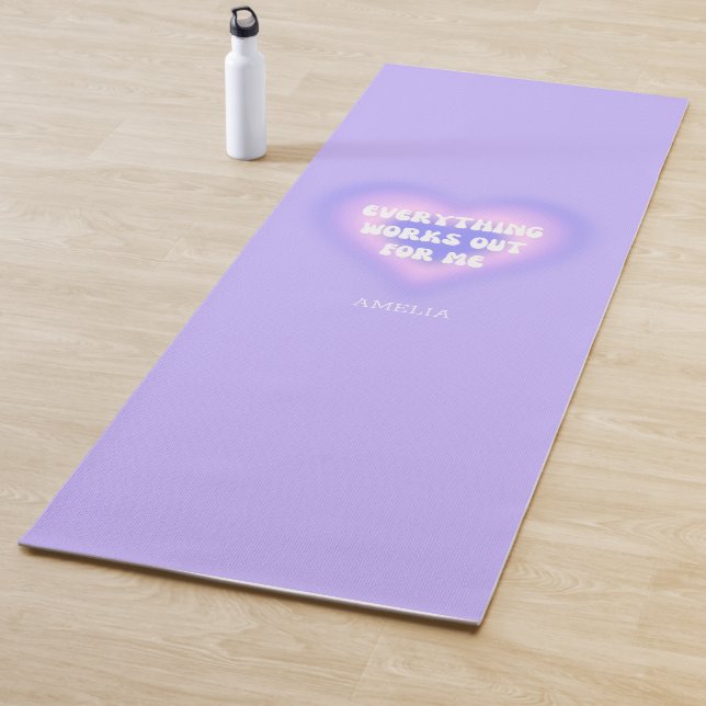 Custom Your Name Purple Aura Heart Manifestation Yoga Mat (In Situ)