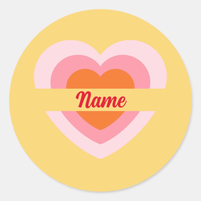 Custom Your Name Sticker Label Personalized Heart  (Front)