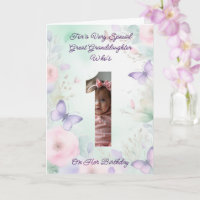 Custom Your Own Photo 1-Year Girl's Birthday Card