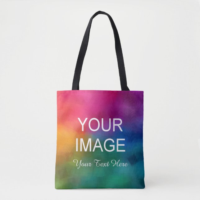 Custom Your Own Photo Text Template Typography Tote Bag (Front)