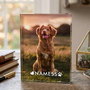 Custom Your Pet Dog Name Picture On Photo Block