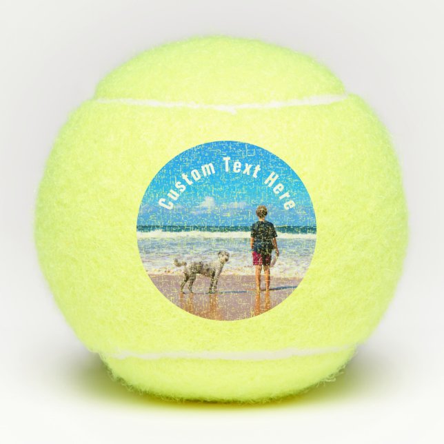 Custom Your Pet Photo Dog Tennis Balls with Text (Front)