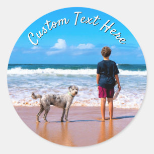 Custom Your Pet Photo Stickers Personalised Text