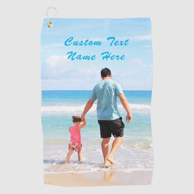 Custom Your Photo and Text Golf Towel Dad Gift (Front)