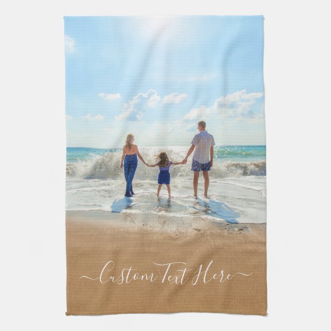 Custom Your Photo and Text Kitchen Towel (Vertical)