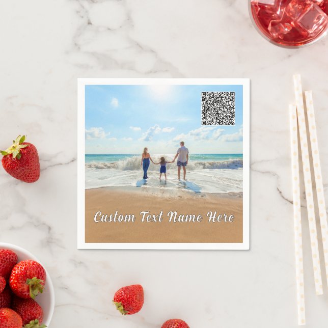 Custom Your Photo and Text Napkins with QR Code (Insitu)