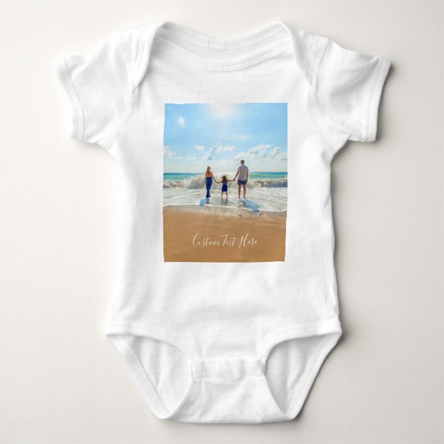 Custom Your Photo and Text Personalized Baby Bodysuit (Front)