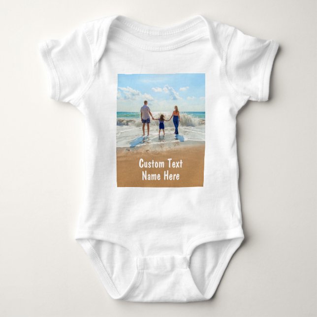 Custom Your Photo Baby Bodysuit with Text Name (Front)