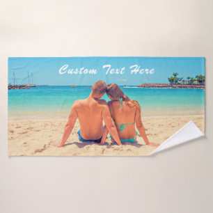 Custom Your Photo Bath Towels with Text