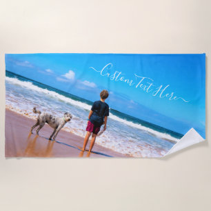 Custom Your Photo Beach Towel with Text Name