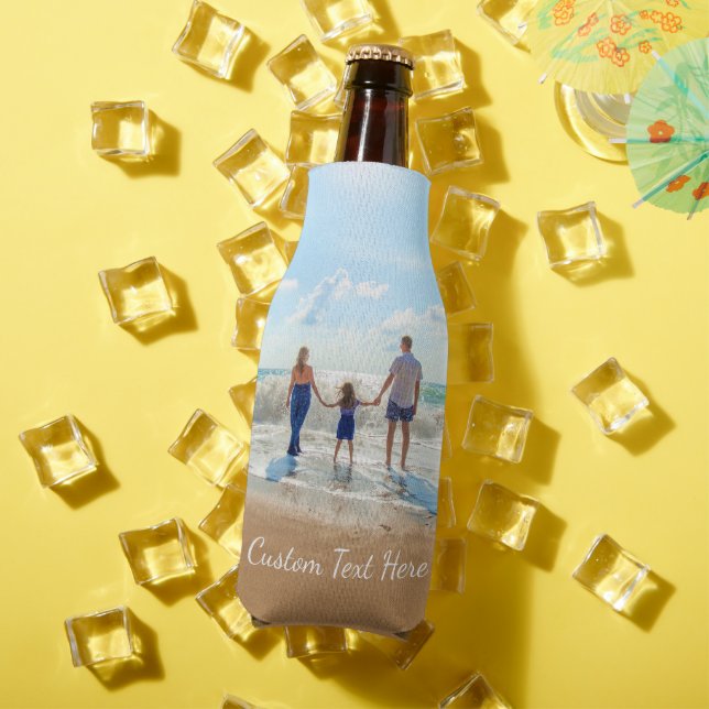Custom Your Photo Bottle Cooler with Text (In Situ Summer)