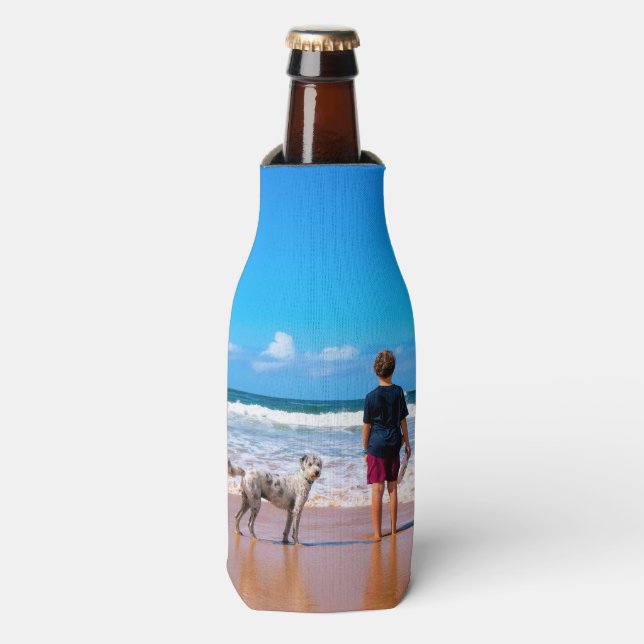 Custom Your Photo Bottle Cooler with Text (Bottle Front)