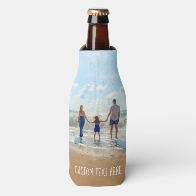 Custom Your Photo Bottle Cooler with Text (Bottle Front)