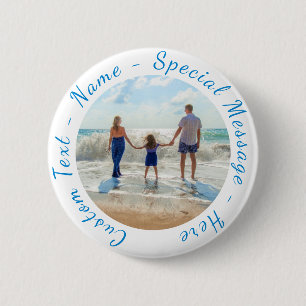 Custom Your Photo Button with Text Personalised