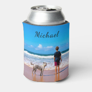 Custom Your Photo Can Cooler Gift with Text Name