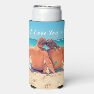 Custom Your Photo Can Cooler Text - I Love You