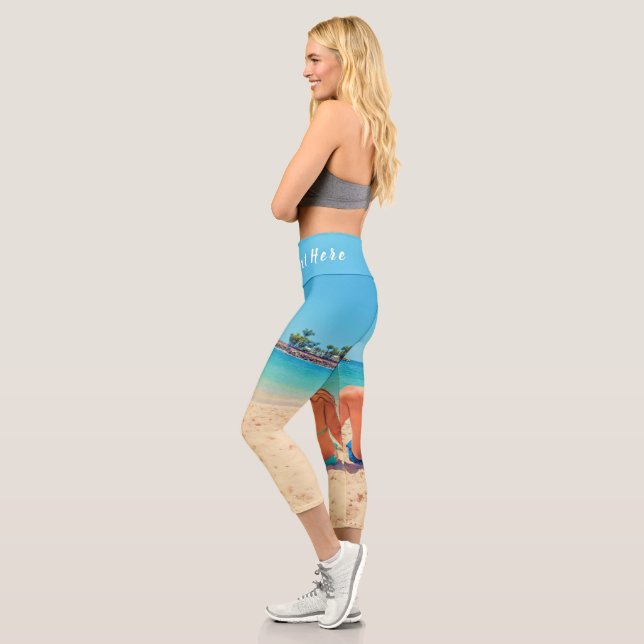 Custom Your Photo Capri Leggings with Text (Left)