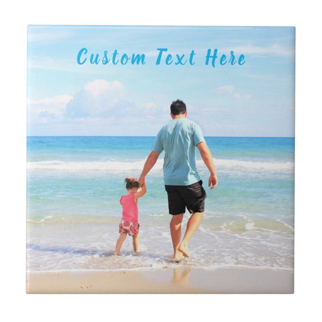 Custom Your Photo Ceramic Tile with Text (Front)