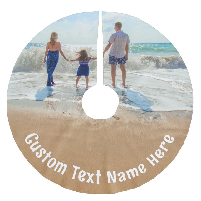 Custom Your Photo Christmas Tree Skirt with Text (Front)