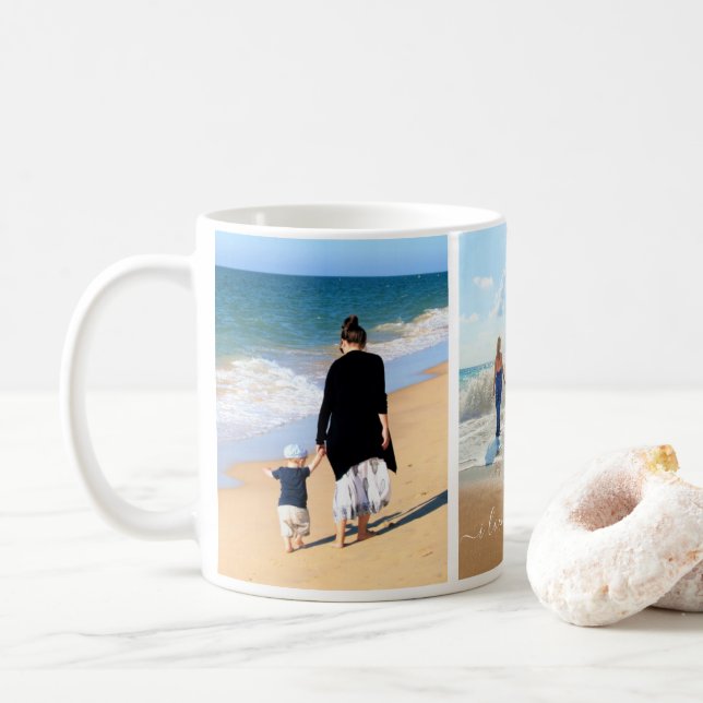 Custom Your Photo Collage Mug - I Love My Family (With Donut)
