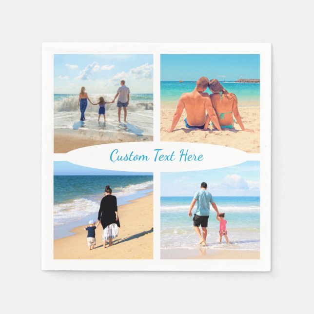 Custom Your Photo Collage Napkins with Text (Front)