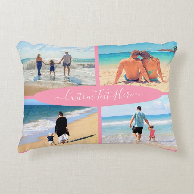 Custom Your Photo Collage Pillow with Text (Front)