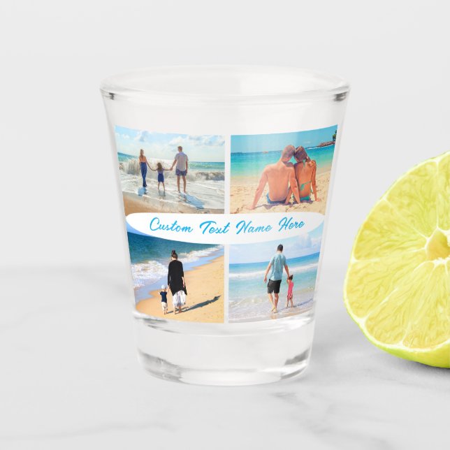 Custom Your Photo Collage Shot Glass Gift and Text (Front)