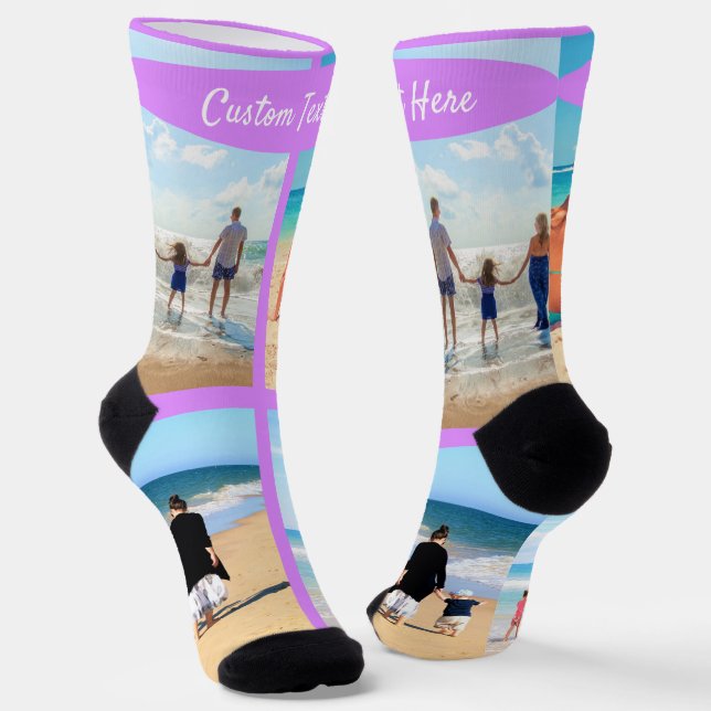 Custom Your Photo Collage Socks with Text (Angled)