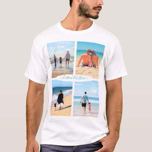 Custom Your Photo Collage T-Shirt with Text (Front)