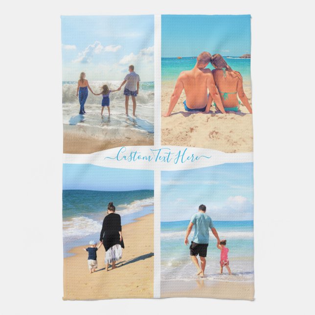 Custom Your Photo Collage Text Kitchen Towel (Vertical)