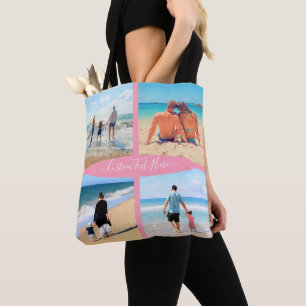 Custom Your Photo Collage Tote Bag with Text