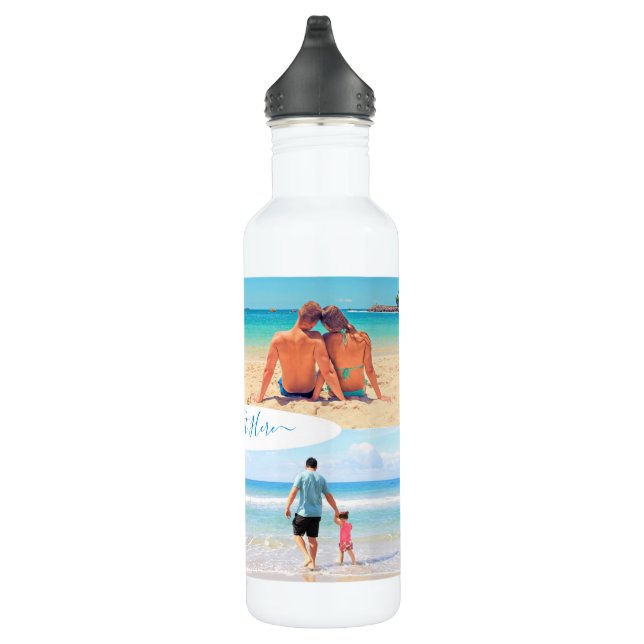 Custom Your Photo Collage Water Bottle with Text (Right)