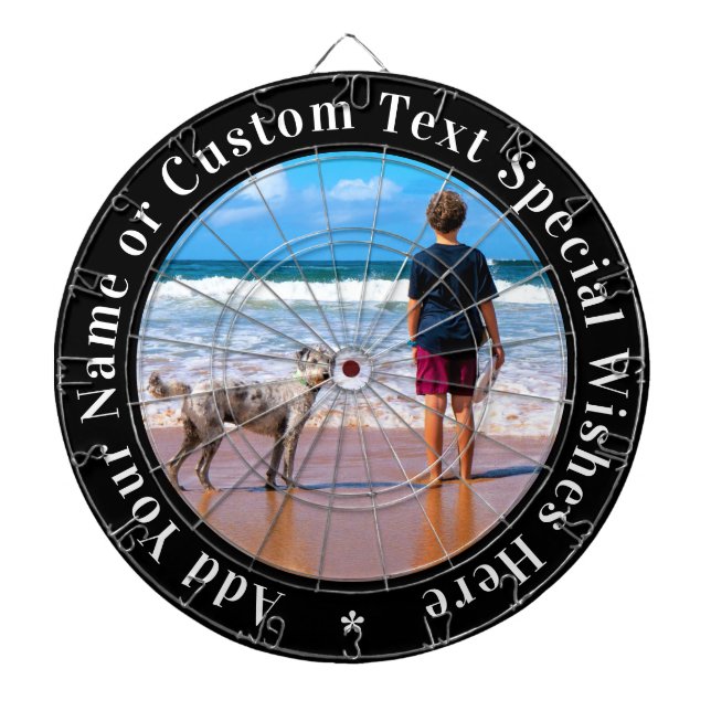 Custom Your Photo Dart Board Gift with Text Name (Front)