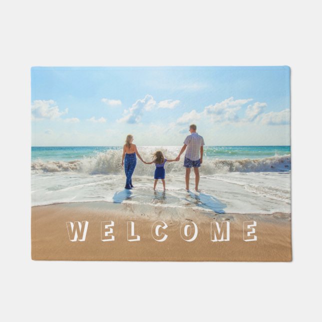 Custom Your Photo Doormat Welcome with Text (Front)