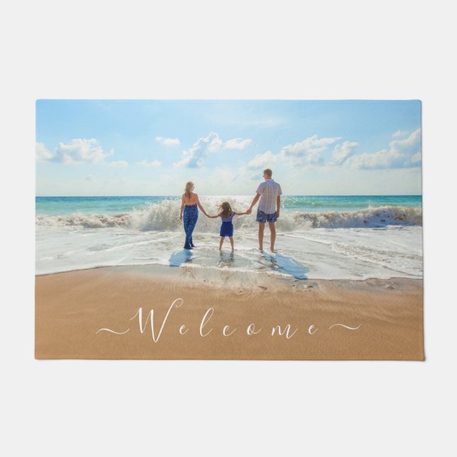 Custom Your Photo Doormat with Text Welcome (Front)