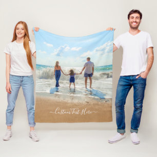 Custom Your Photo Fleece Blanket with Text