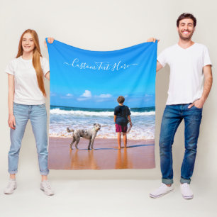 Custom Your Photo Fleece Blanket with Text