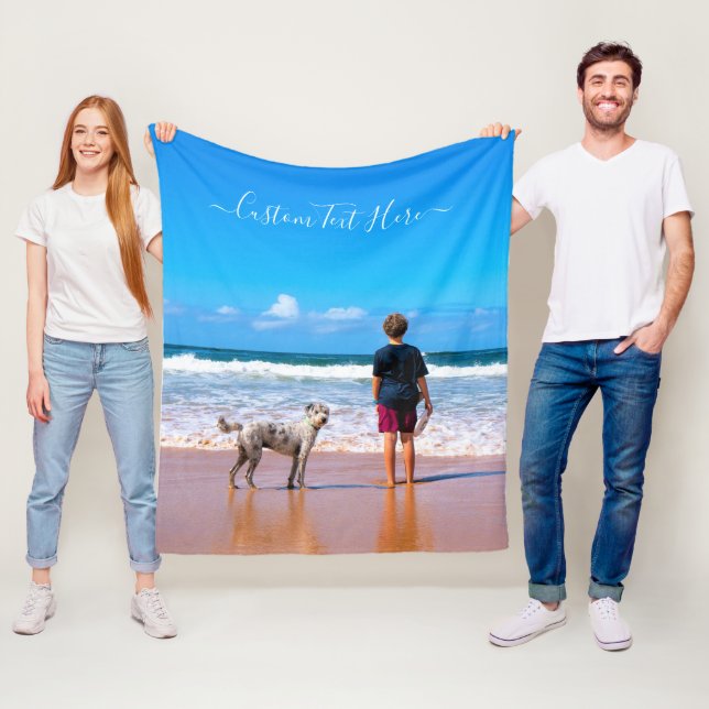 Custom Your Photo Fleece Blanket with Text (In Situ)