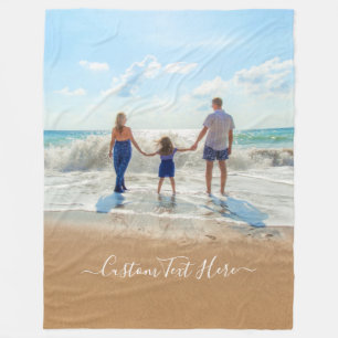 Custom Your Photo Fleece Blanket with Text